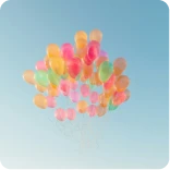 colorful balloons in the sky.