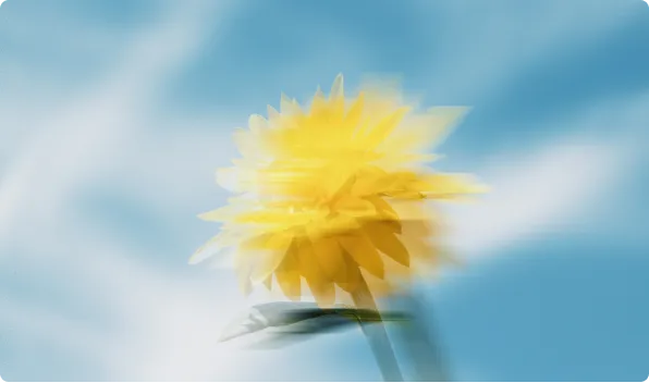 Dandelion seen from below with a sky view.